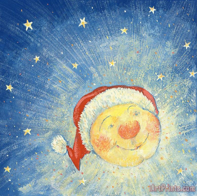 Christmas Moon painting - David Cooke Christmas Moon Art Print