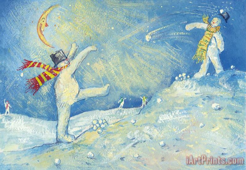 David Cooke Snowmen's Midnight Fun Art Painting