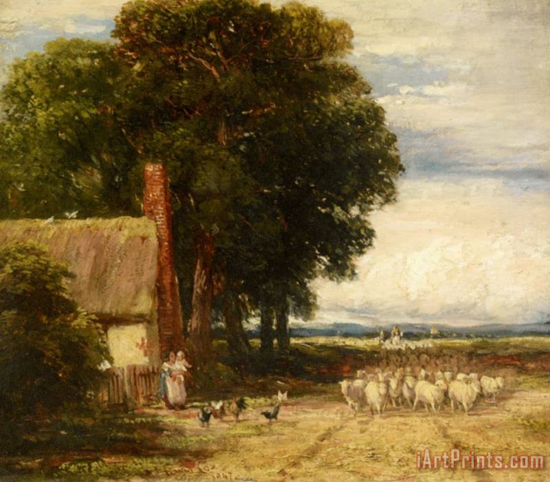 Landscape with a Shepherd And Sheep painting - David Cox Landscape with a Shepherd And Sheep Art Print
