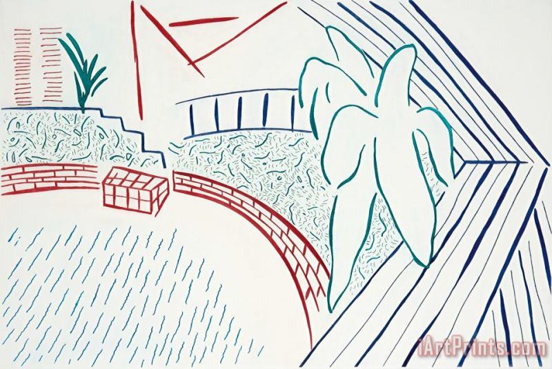 My Pool And Terrace, 1983 painting - David Hockney My Pool And Terrace, 1983 Art Print