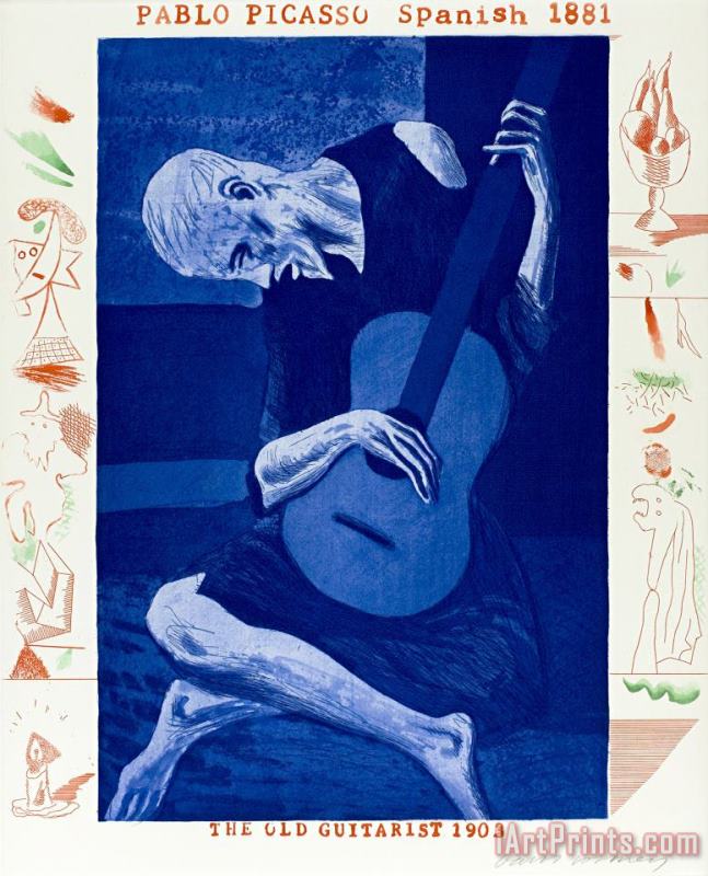 David Hockney The Old Guitarist, 1976 Art Painting