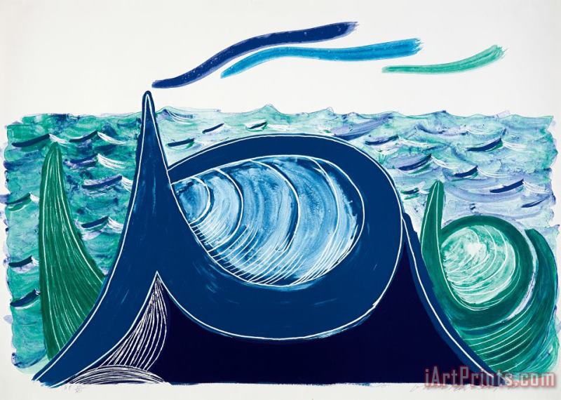 David Hockney The Wave, a Lithograph, 1990 Art Print