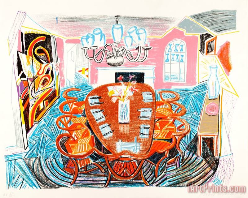 Tyler Dining Room (from The Moving Focus Series), painting - David Hockney Tyler Dining Room (from The Moving Focus Series), Art Print