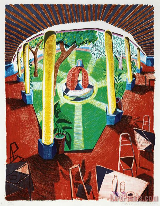 View of Hotel Well Iii, From Moving Focus, 1984 85 painting - David Hockney View of Hotel Well Iii, From Moving Focus, 1984 85 Art Print