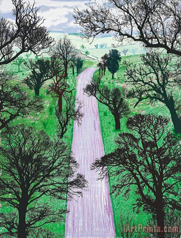 David Hockney Winter Road Near Kilham, 2008 Art Print