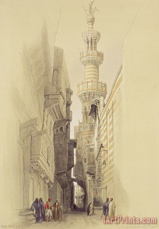 The Minaret Of The Mosque Of El Rhamree painting - David Roberts The Minaret Of The Mosque Of El Rhamree Art Print