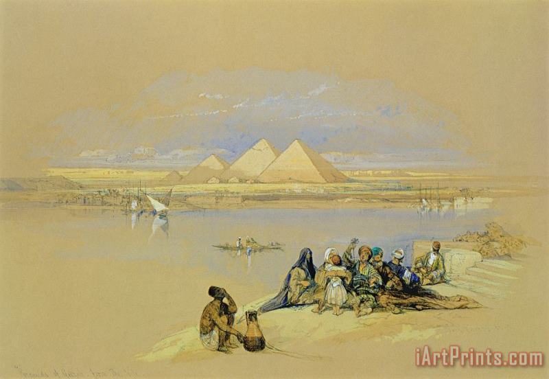 The Pyramids at Giza near Cairo painting - David Roberts The Pyramids at Giza near Cairo Art Print