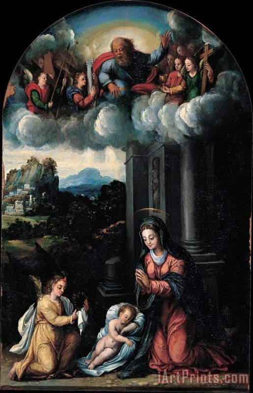 The Virgin Worships The Child painting - Dei Filippi's workshop The Virgin Worships The Child Art Print