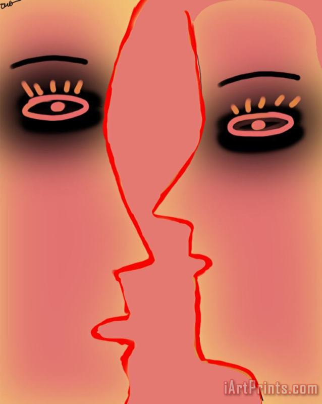 Black Eye Pink Face painting - Diana Ong Black Eye Pink Face Art Print