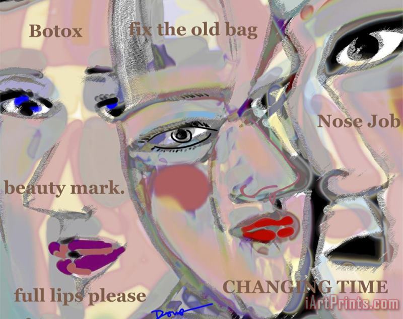 Botox Babes painting - Diana Ong Botox Babes Art Print