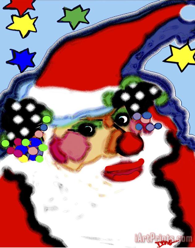 Clowning Santa painting - Diana Ong Clowning Santa Art Print