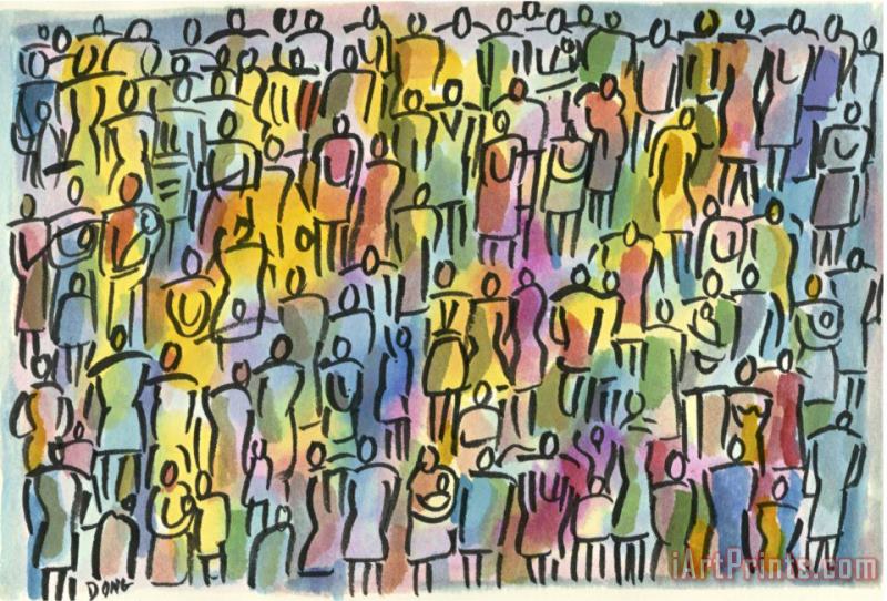 Crowd in Color painting - Diana Ong Crowd in Color Art Print