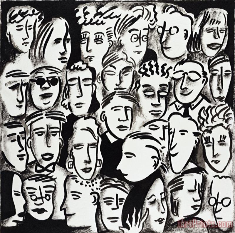 Faces in Black And White painting - Diana Ong Faces in Black And White Art Print