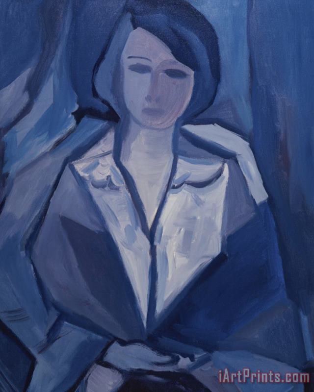 Portrait in Blue painting - Diana Ong Portrait in Blue Art Print