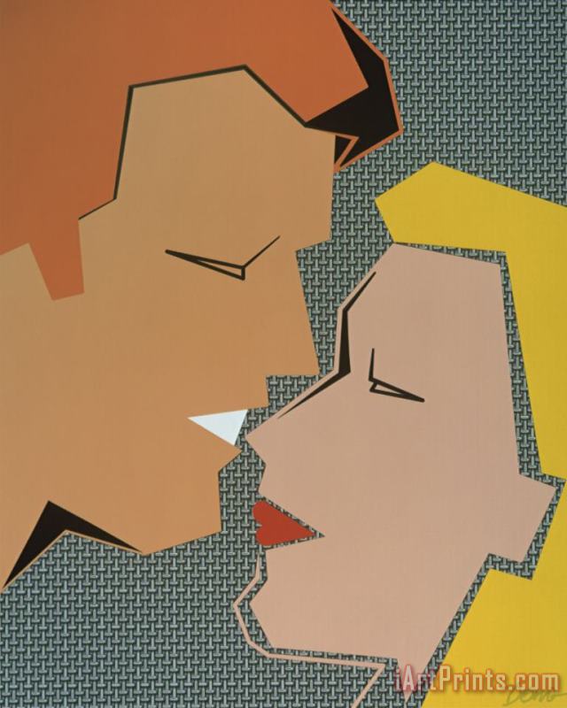 The Kiss No 1 painting - Diana Ong The Kiss No 1 Art Print