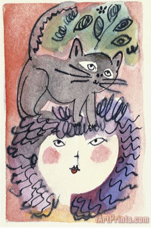 Diana Ong Woman And The Cat Art Print