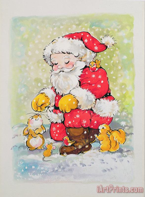 Father Christmas painting - Diane Matthes Father Christmas Art Print
