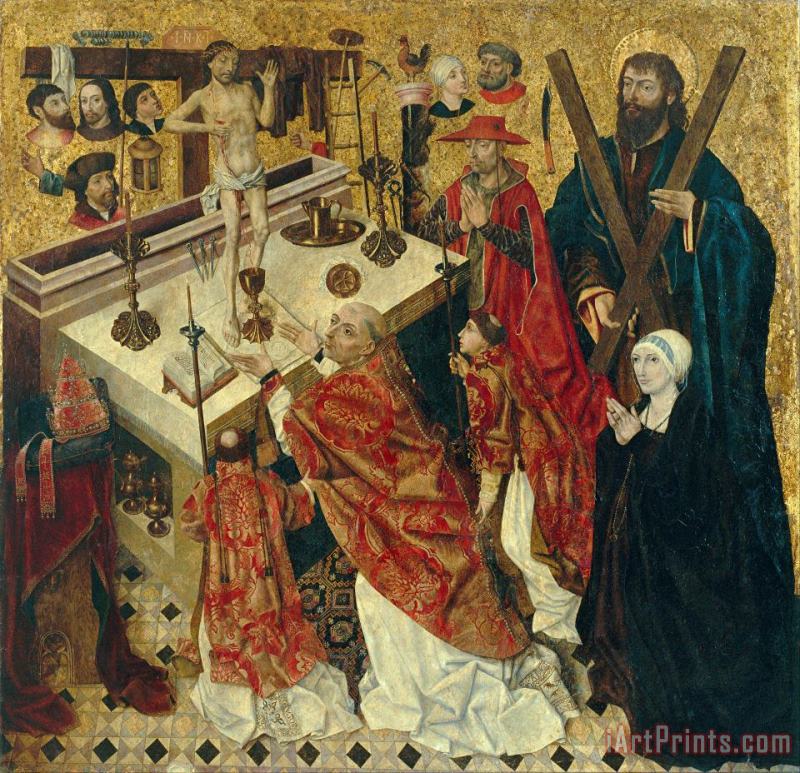 The Mass of Saint Gregory painting - Diego De La Cruz The Mass of Saint Gregory Art Print