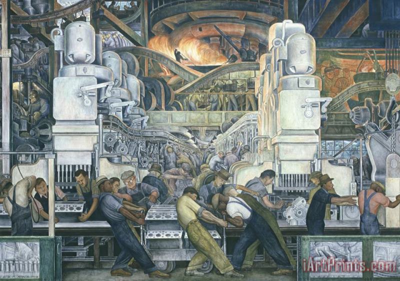 Diego Rivera Detroit Industry, North Wall (detail, Center Panel) Art Painting