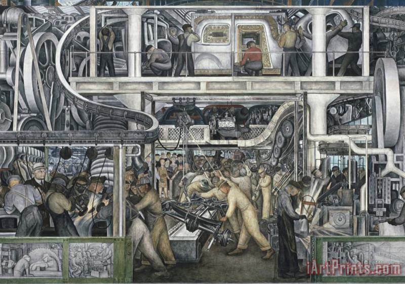 Detroit Industry , South Wall (detail, Center Panel) painting - Diego Rivera Detroit Industry , South Wall (detail, Center Panel) Art Print