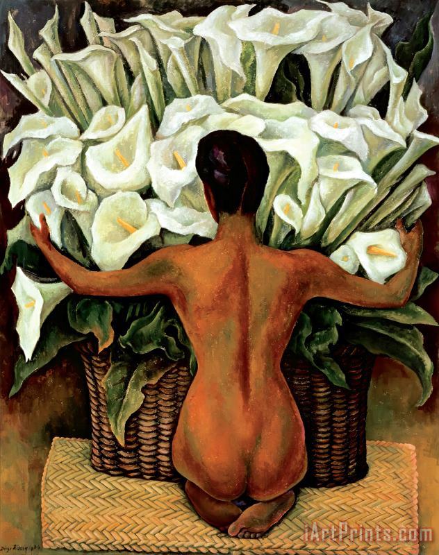 Diego Rivera Nude with Calla Lilies 1944 Art Painting