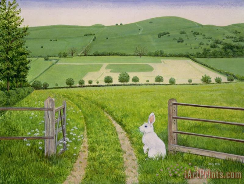 Spring Rabbit painting - Ditz Spring Rabbit Art Print