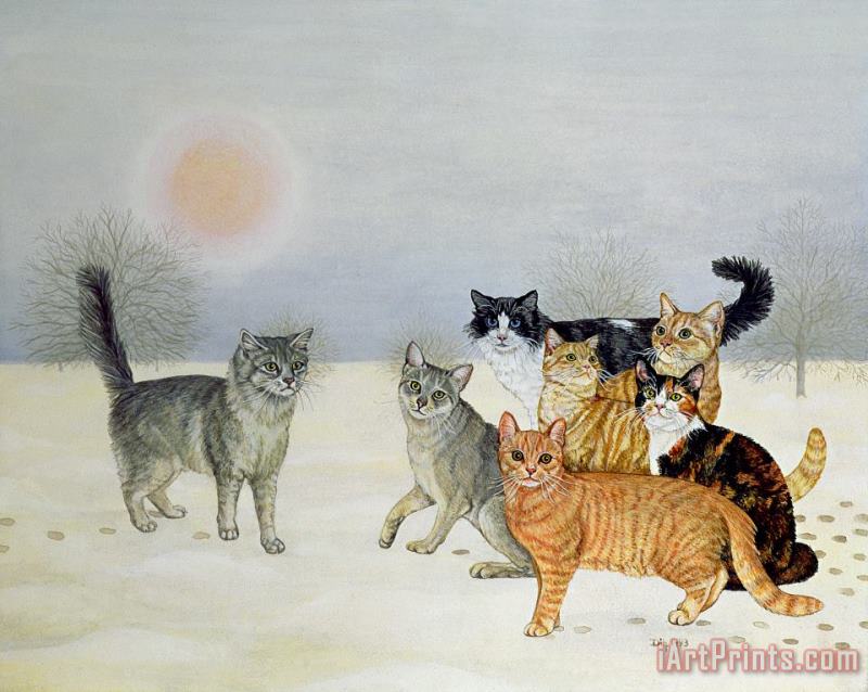 Ditz Winter Cats Art Print