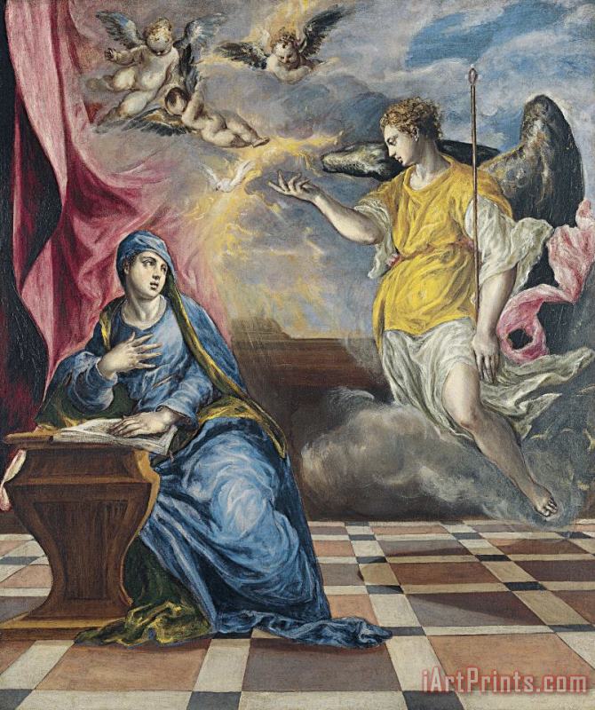 The Annunciation 4 painting - Domenikos Theotokopoulos, El Greco The Annunciation 4 Art Print