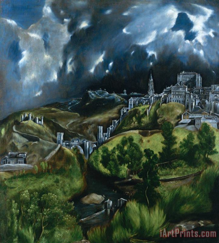 Domenikos Theotokopoulos, El Greco View of Toledo Art Painting