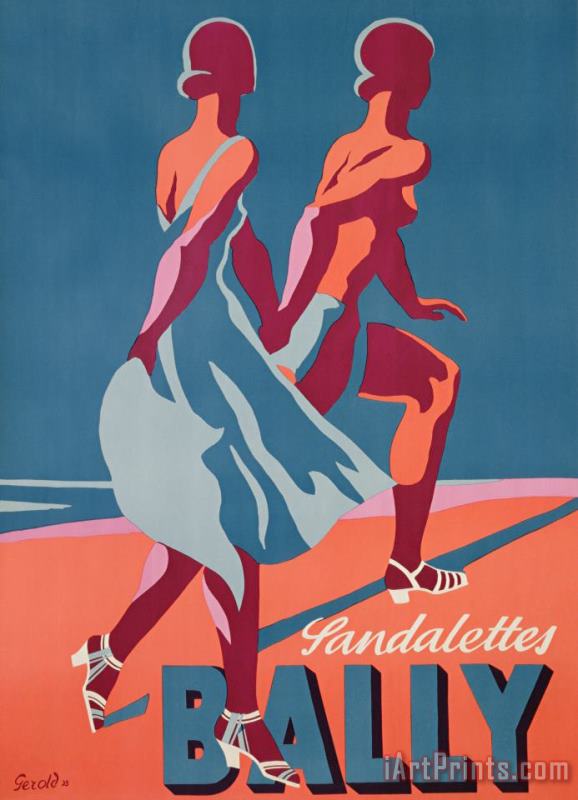 Advertisement for Bally sandals painting - Druck Gebr Advertisement for Bally sandals Art Print