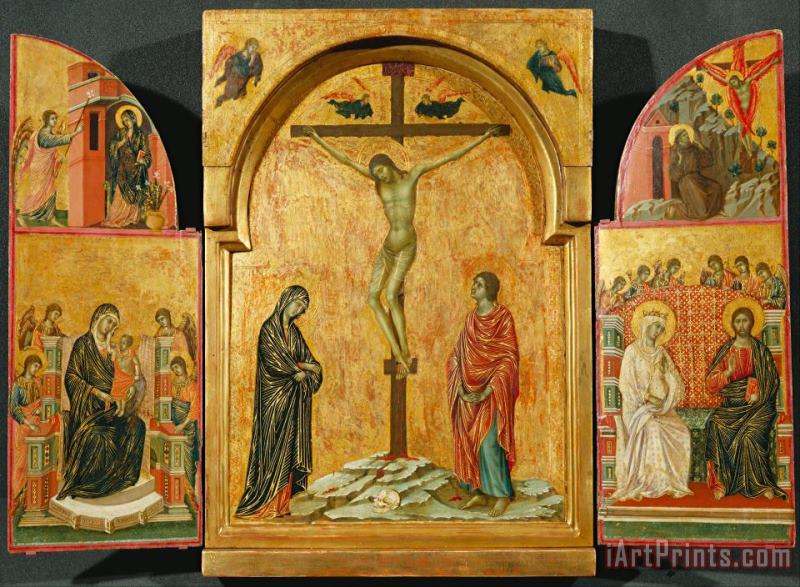 Triptych Crucifixion And Other Scenes painting - Duccio Triptych Crucifixion And Other Scenes Art Print