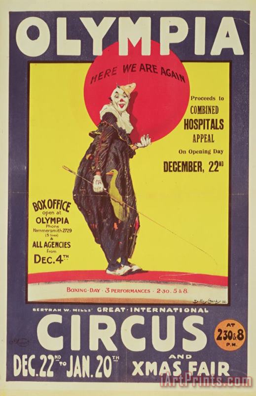 Bertram Mills circus poster painting - Dudley Hardy Bertram Mills circus poster Art Print