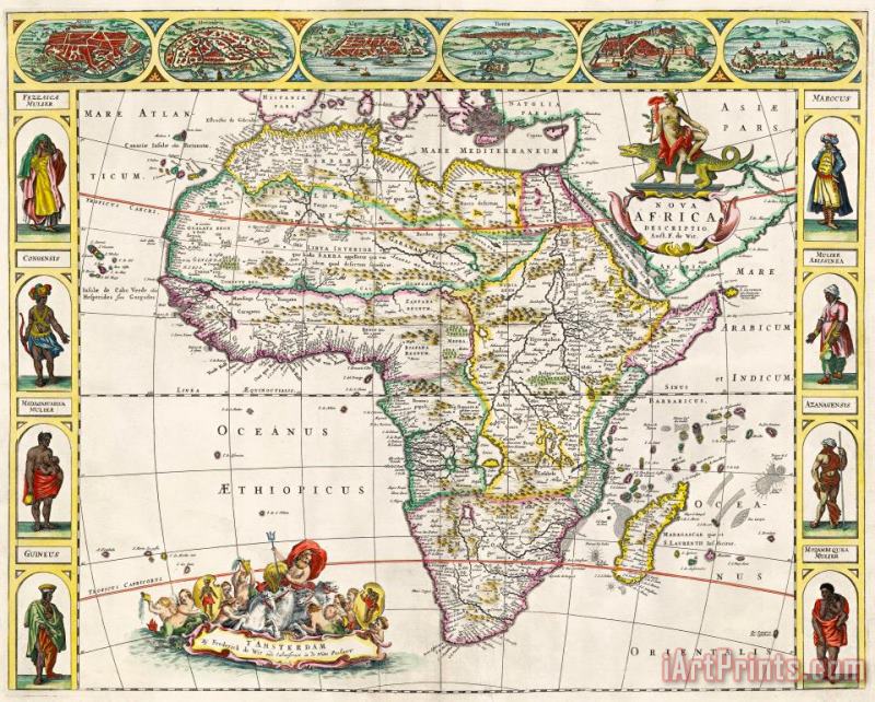 Dutch School Antique Map of Africa Art Print