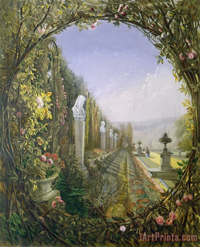 The Trellis Window Trengtham Hall Gardens painting - E Adveno Brooke The Trellis Window Trengtham Hall Gardens Art Print