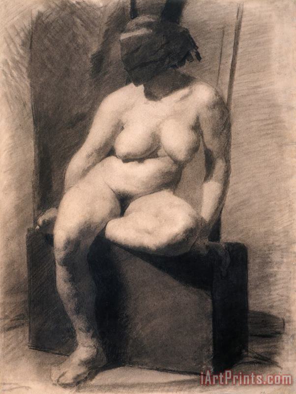 Eadweard J. Muybridge Study of a Seated Nude Woman Wearing a Mask Art Painting