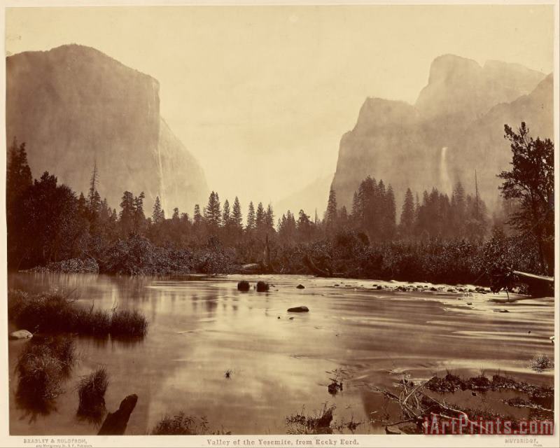 Valley of The Yosemite, From Rocky Ford painting - Eadweard J. Muybridge Valley of The Yosemite, From Rocky Ford Art Print