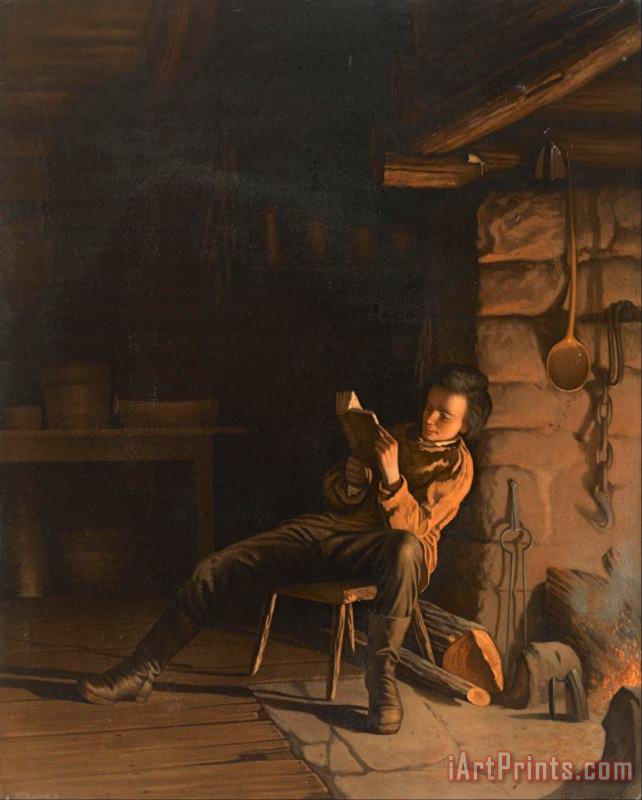 Eastman Johnson The Boyhood of Lincoln. (an Evening in The Log Hut.) Art Painting