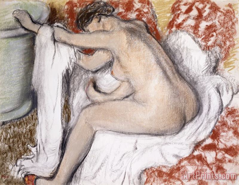 After The Bath Woman Drying Herself painting - Edgar Degas After The Bath Woman Drying Herself Art Print
