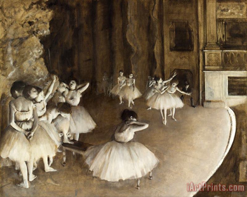 Edgar Degas Ballet Rehearsal on Stage Art Print
