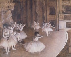 Ballet Art for sale - Ballet Rehearsal on the Stage by Edgar Degas