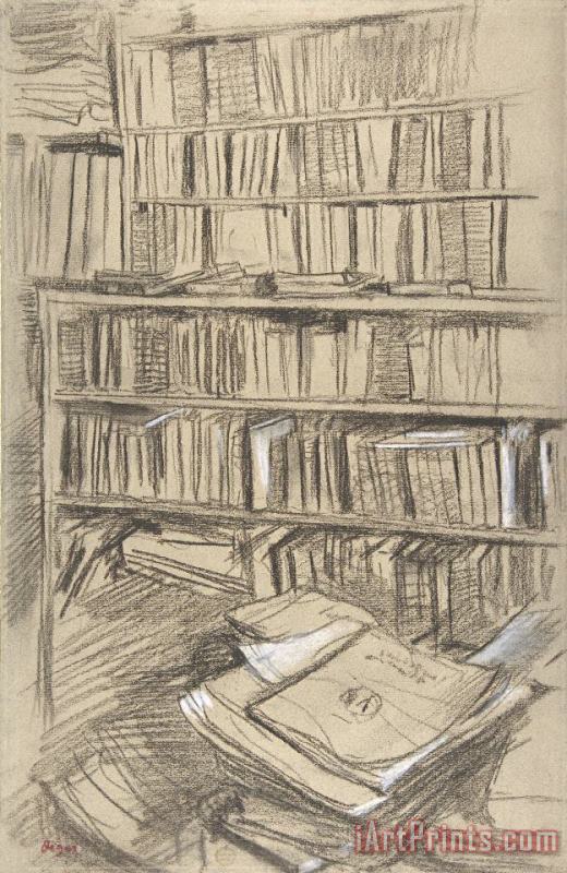 Bookshelves painting - Edgar Degas Bookshelves Art Print