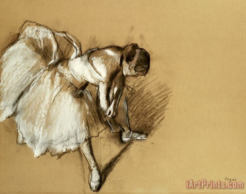 Dancer Adjusting Her Shoe painting - Edgar Degas Dancer Adjusting Her Shoe Art Print