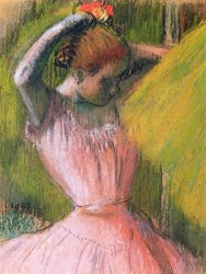 Edgar Degas Dancer arranging her hair painting