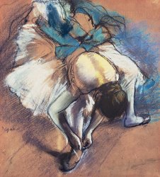 Edgar Degas Dancer Fastening her Pump painting