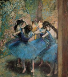 Edgar Degas Dancers in blue painting