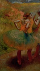 Edgar Degas Dancers Wearing Green Skirts painting