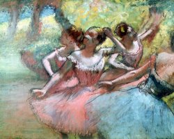 Ballet Art for sale - Four ballerinas on the stage by Edgar Degas