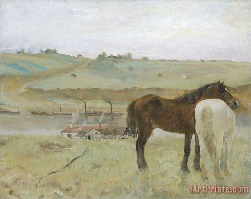 Horses in a Meadow painting - Edgar Degas Horses in a Meadow Art Print