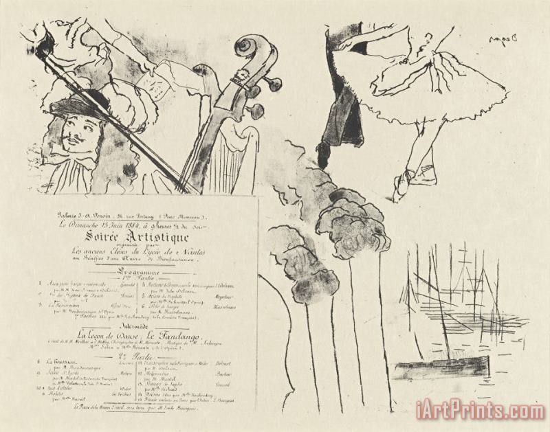 Edgar Degas Program for The Soiree Artistique (programme De La Soiree Des Anciens Eleves Du Lycee De Nantes) Art Painting