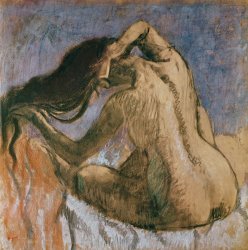 Edgar Degas Woman Combing her Hair painting